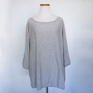 Garnet Hill Cotton Silk Heather Gray Top Minimalist Lagenlook Size Large